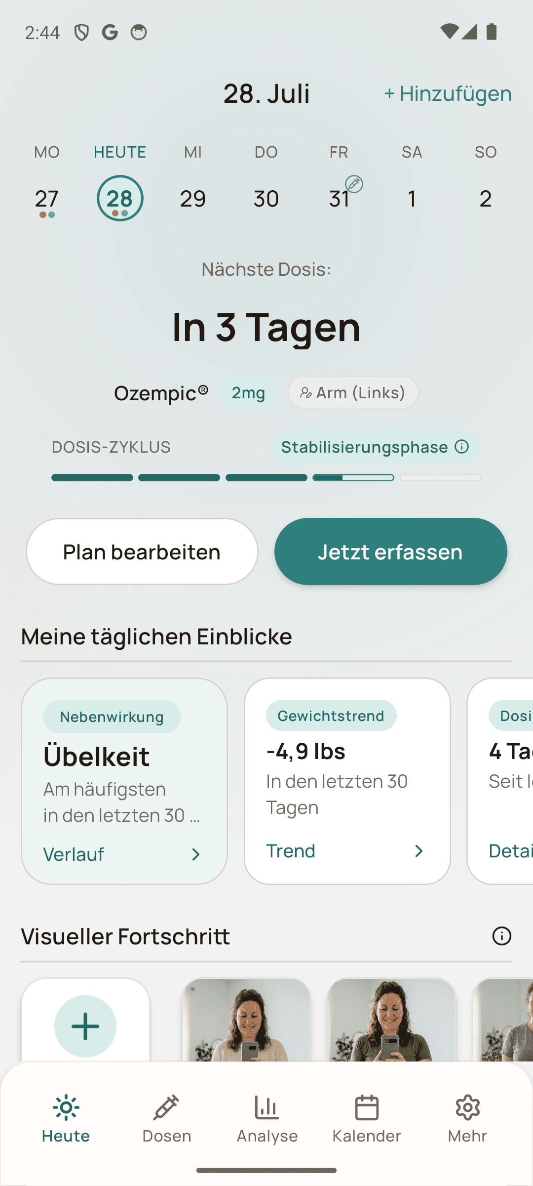 Übersicht der Dosio-Funktionen auf Deutsch auf Android