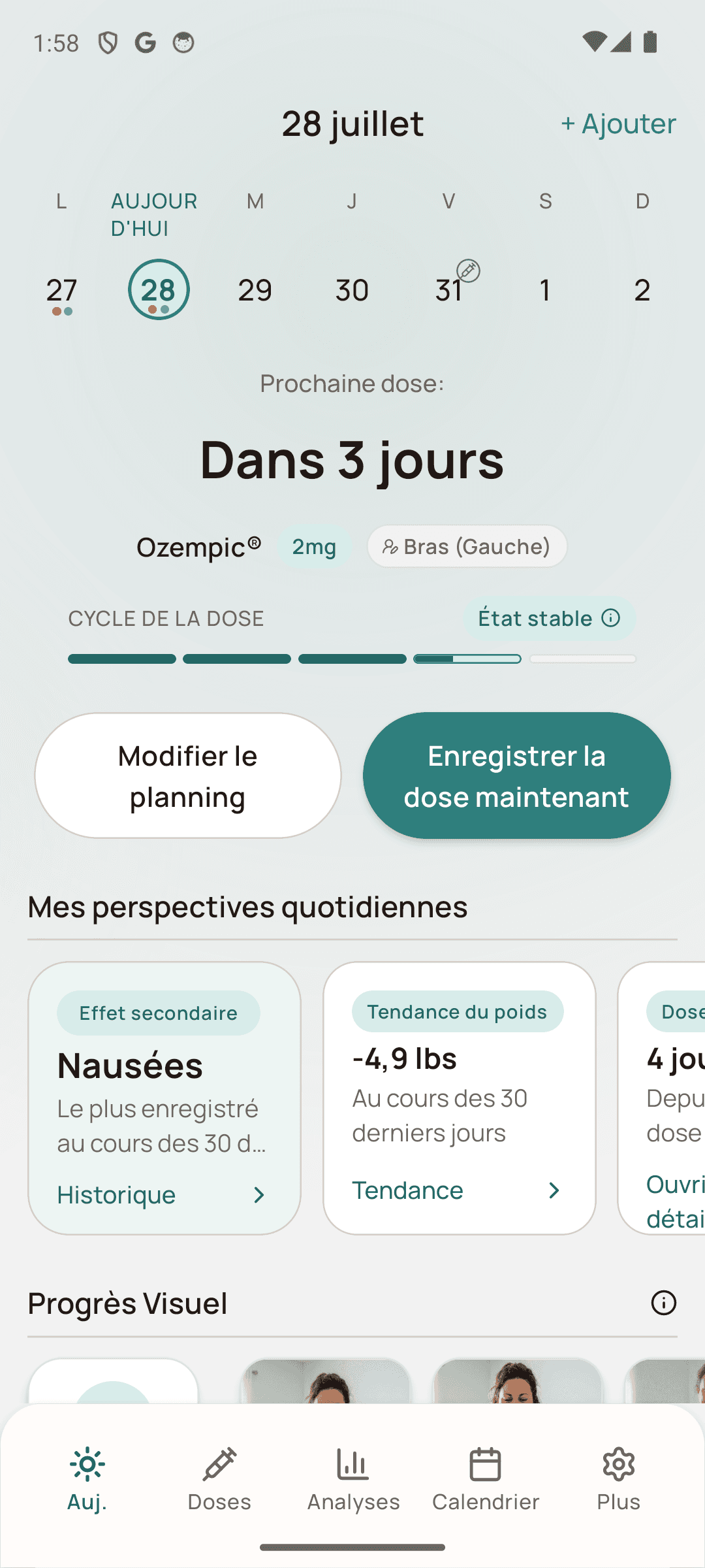 Aperçu des fonctionnalités Dosio en français sur Android