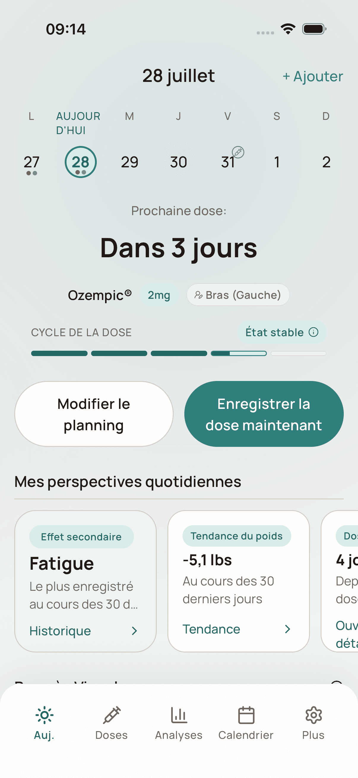 Aperçu des fonctionnalités Dosio en français sur iPhone