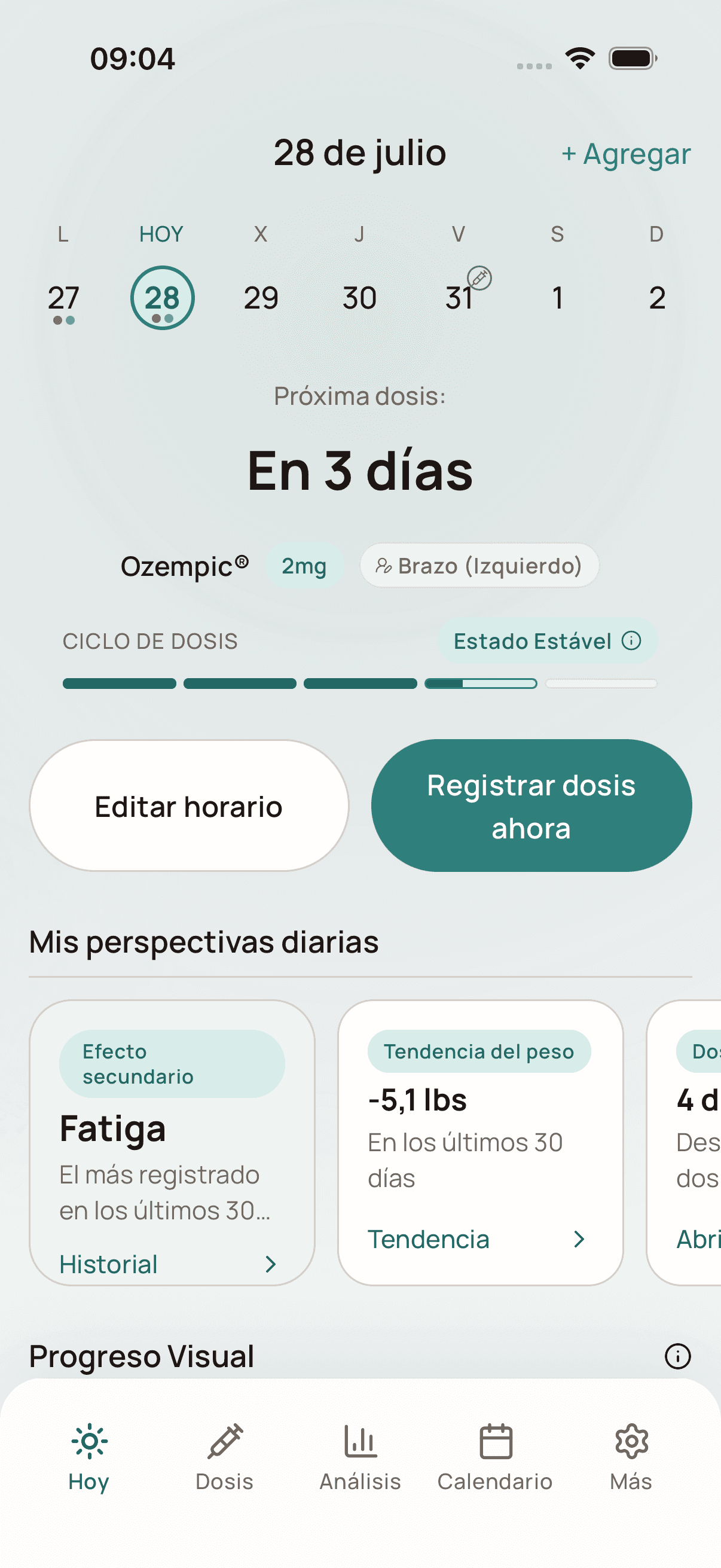 Resumen de funciones de Dosio en español en iPhone
