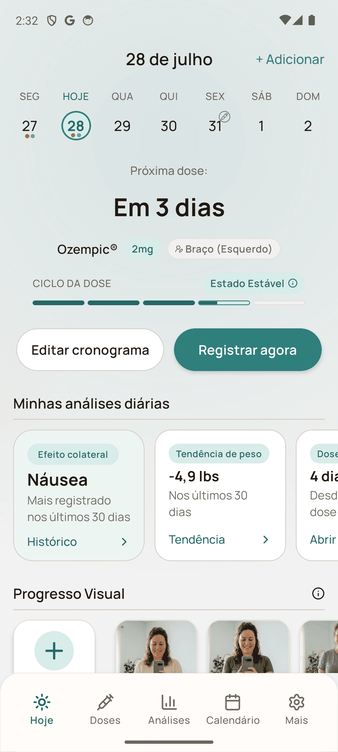 Resumo das funcionalidades do Dosio em português no Android